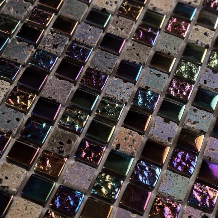 Мозаика стеклянная с лунным камнем, черный перламутр DGS030 DGS030