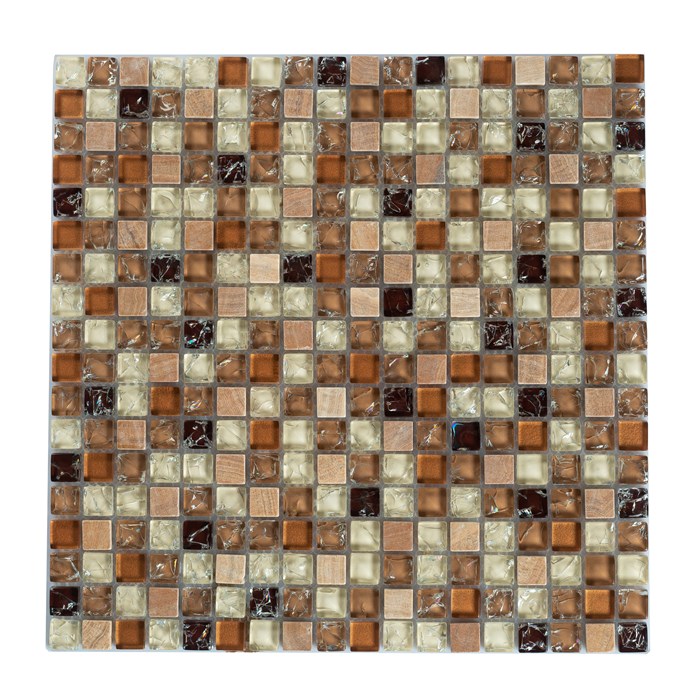 Мозаика стеклянная с камнем, бежевая GS091B GS091B